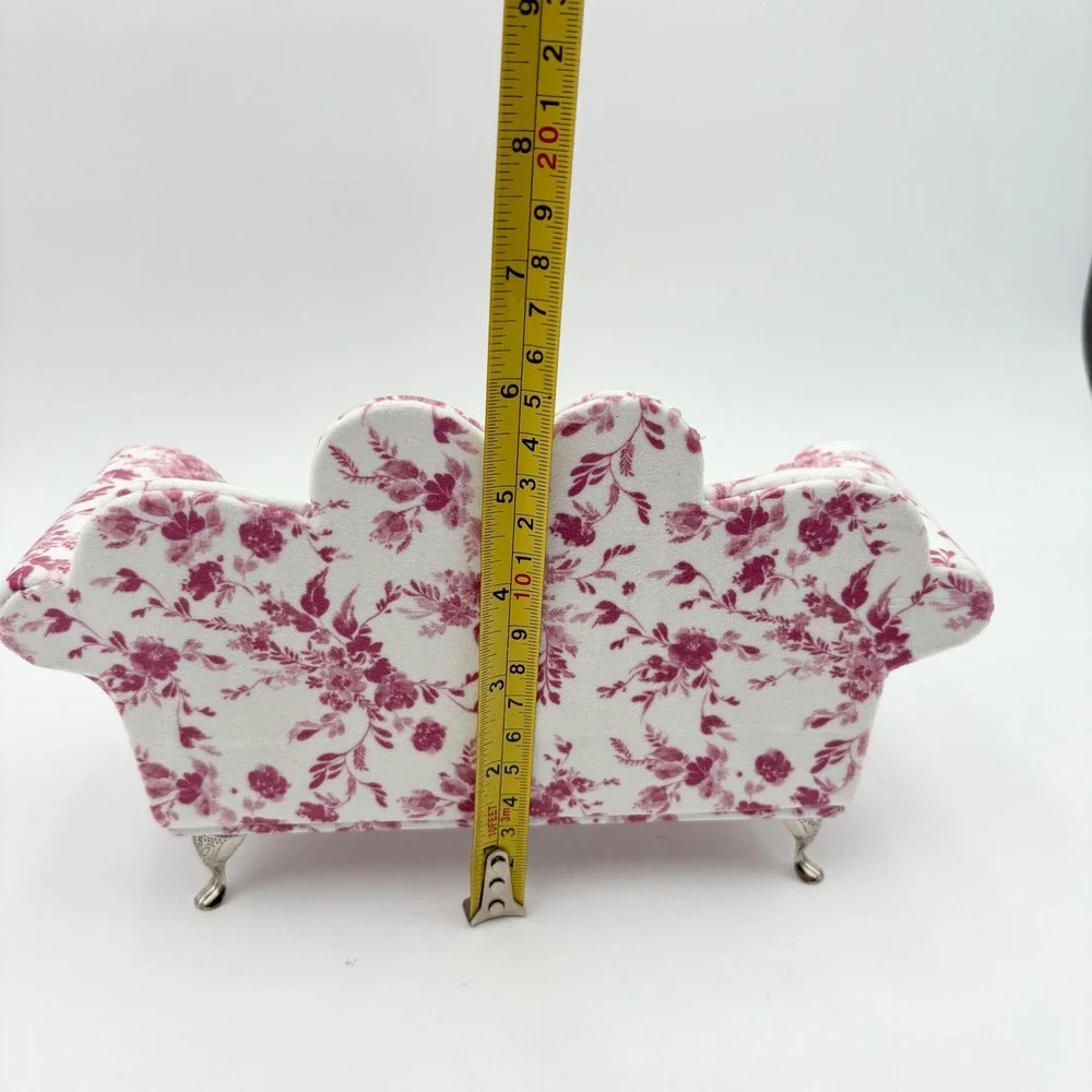 Miniature Couch Jewelry Box Floral Print Sofa Ring Holder Display Case